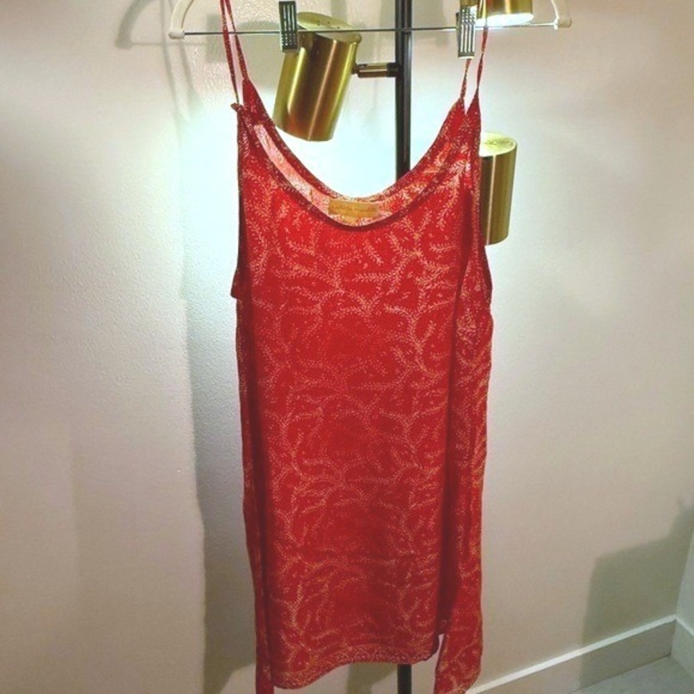 Natalie Martin red 100% silk mini slip dress layering bright colors summer LG